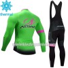 Set Fietsshirt Lange Mouw + Lange Koersbroek 2017 Astana Pro Team Dames N002 Winter Thermal Fleece